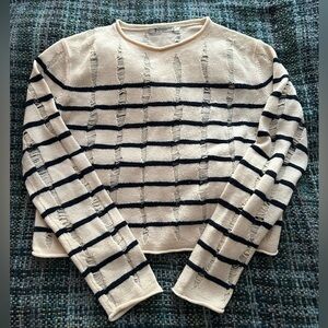 Alexander Wang Women’s White with Dark Blue Stripes Sweater